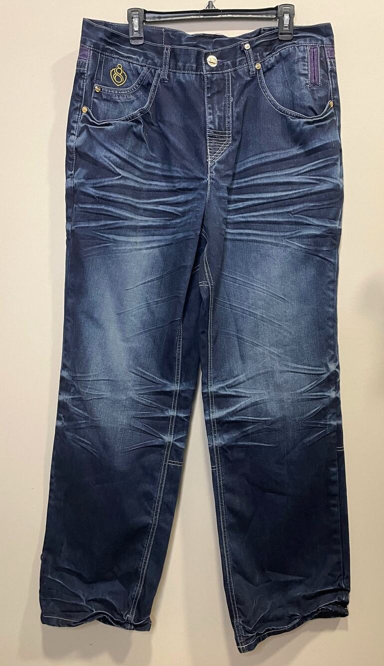 Eight 732 Denim Men's Size 38/34 Embroidered Distressed Dark Wash